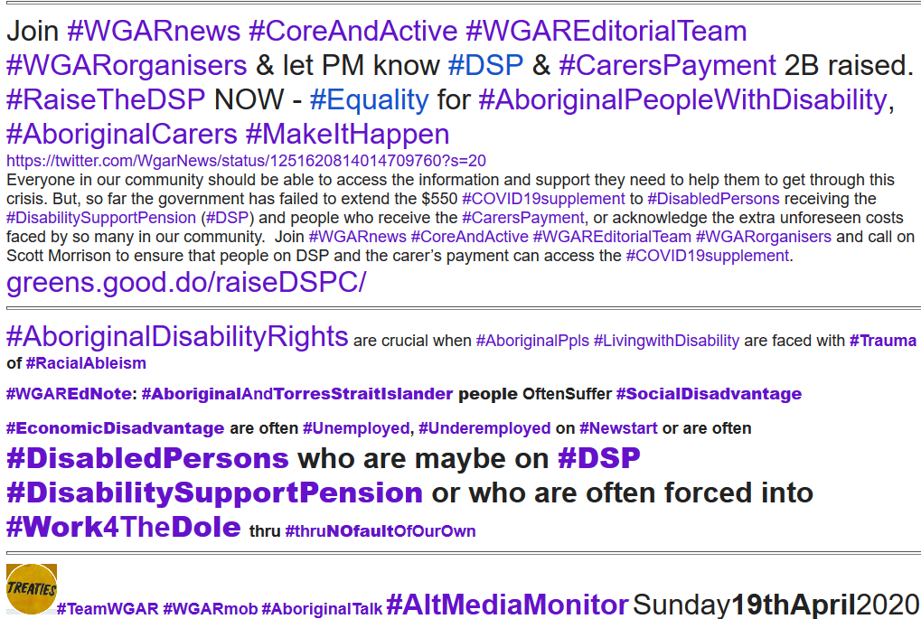 WgarNews's tweet photo. #MakeItHappen Join #WGARnews #CoreAndActive #WGAREditorialTeam #WGARorganisers letPMknow #RaiseTheDSP #LiftCarersPayment | #AboriginalPeopleWithDisability #AboriginalCarers | #RaiseDSPCarerPension #RaiseDSPC https://t.co/XI0oRyOkX1 | #DisabilityRights 4/20 https://t.co/IqCSbtcOqG https://t.co/Fwsa9qFfxe