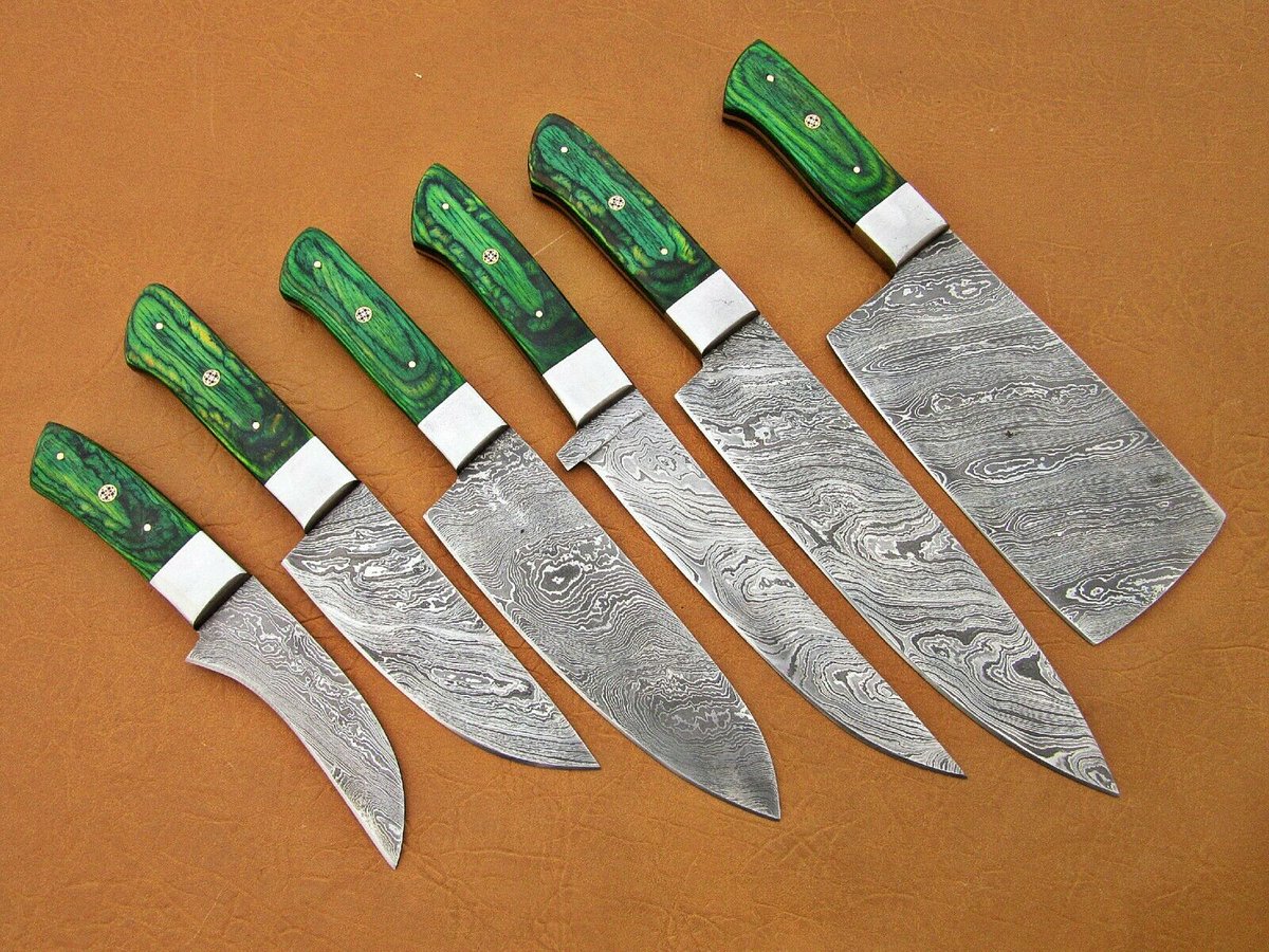 knivesforworld's tweet photo. 🔪*Custom Handmade Damascus Steel Sharp Blade 6Pcs Chef Knives Set And Unique Handle With Cow Hide Forsale.🔪
For More Detail And Price Dm Message Me.🗡️
#knife #knives #sharp #newstyle
#handmade #knivescollection🪓
#chefknivesset #survivalknives #new
#cowhide #cutlery #Forsale🗡️ https://t.co/OOq9eyXEd8