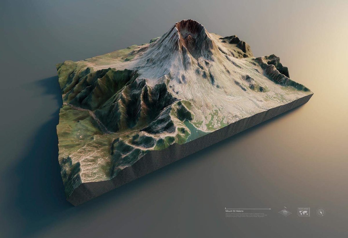 longitude110's tweet photo. Mount St. Helens - #3dmap #blender3d #topography #maps #mapart #mapporn  #mapping #cartography #washingtonstate #mountsthelens #mountsainthelens #gis #maps #usgs #nationalparks #nationalparkgeek #volcano https://t.co/Uk6DNAg67t