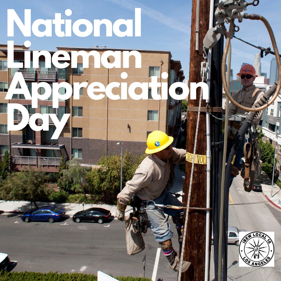 IBEWLocal18's tweet photo. During this time of crisis, we would like to take a moment to recognize our lineman for all of their hard work. #IBEWLocal18 #BeSafe #WePowerLA https://t.co/oZZGu2AEYR