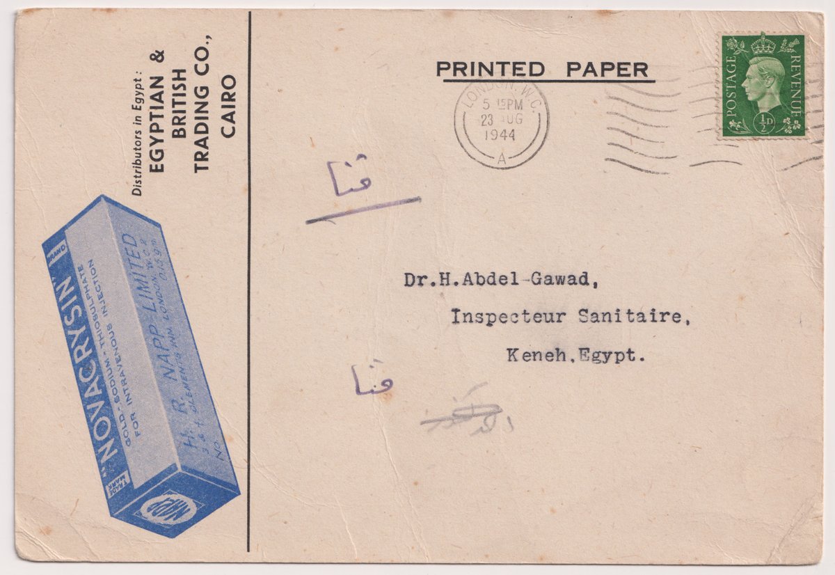 EssamSaleh1955's tweet photo. #EssamSaleh_Philatelic
#Philately  #GB #eBay #CPA
#Postal History #Photo_Card #Printed_Matter #Advertising 
GB 1944 P.T.P.O. Advertising "Novacrysin" Photo Postcard Printed Matter - to Egypt 
https://t.co/3EqdEwiAmG https://t.co/DiZeKWw20Q