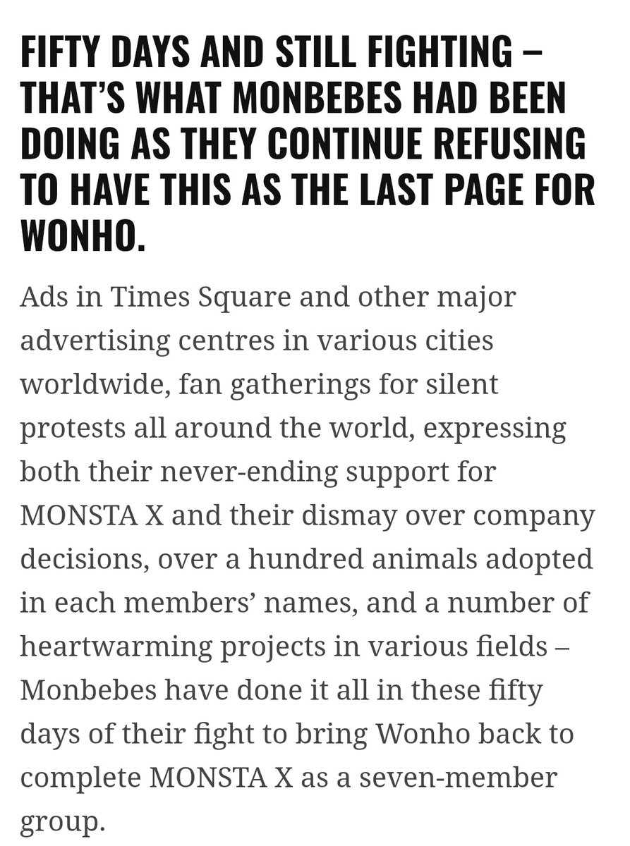 During all this monbebe never stop fighting for Wonho, not for a single day in those five months.