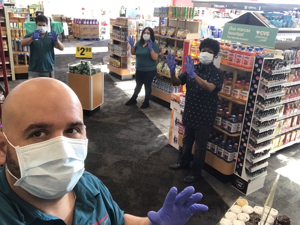 JROD3622's tweet photo. My CVS Ymas team @06665 working safe.  Staying healthy and protecting our patients. https://t.co/tKrDTdoxAb