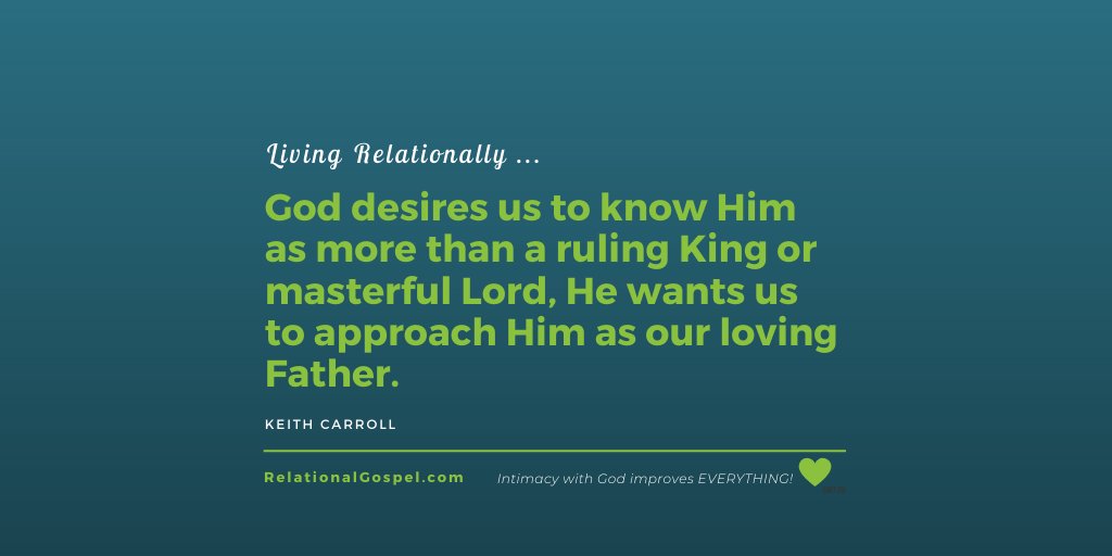 RelateToGod's tweet photo. God desires us to know Him as more than a ruling King or masterful Lord, He wants us to approach Him as our loving Father.
Visit https://t.co/YiyhZ0dDnL
#drawclosertoGodtoday #RelationalReality #RelatetoGod https://t.co/erTISHKqly