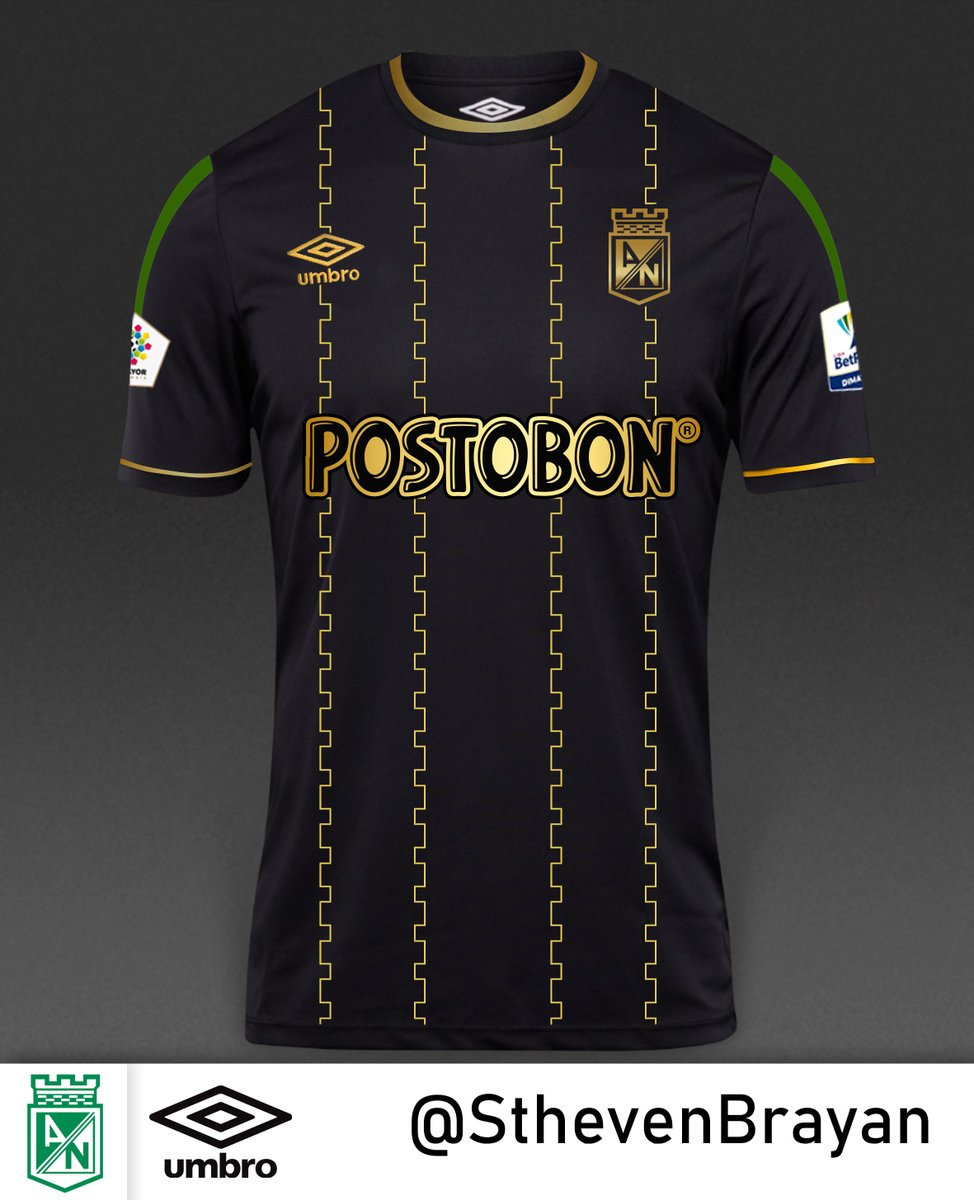 SthevenBrayan's tweet photo. mi #retofantasy de @FutbolCoLab #futbolcolabs la 3 equipación de @nacionaloficial negro con dorado por @UmbroColombia 

Con las lineas verticales quise inspirarmeen las almenas de castillo que tiene el escudo del equipo en la parte superior!! https://t.co/sOFsqD0WT2