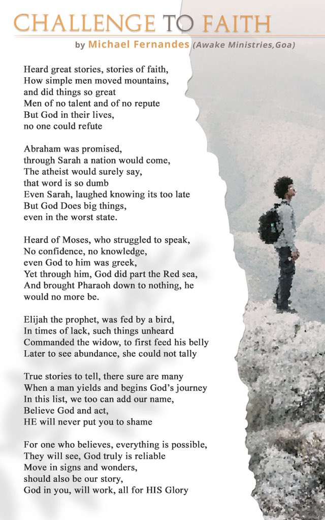 michael_awake's tweet photo. #faithchallenge #challengeyourfaith #morethanconquerors #christianpoetry #christianity #yourstory #overcomecrisis #iwillarise #Ifyoubelieve #everythingispossible https://t.co/oictfKBnnZ
