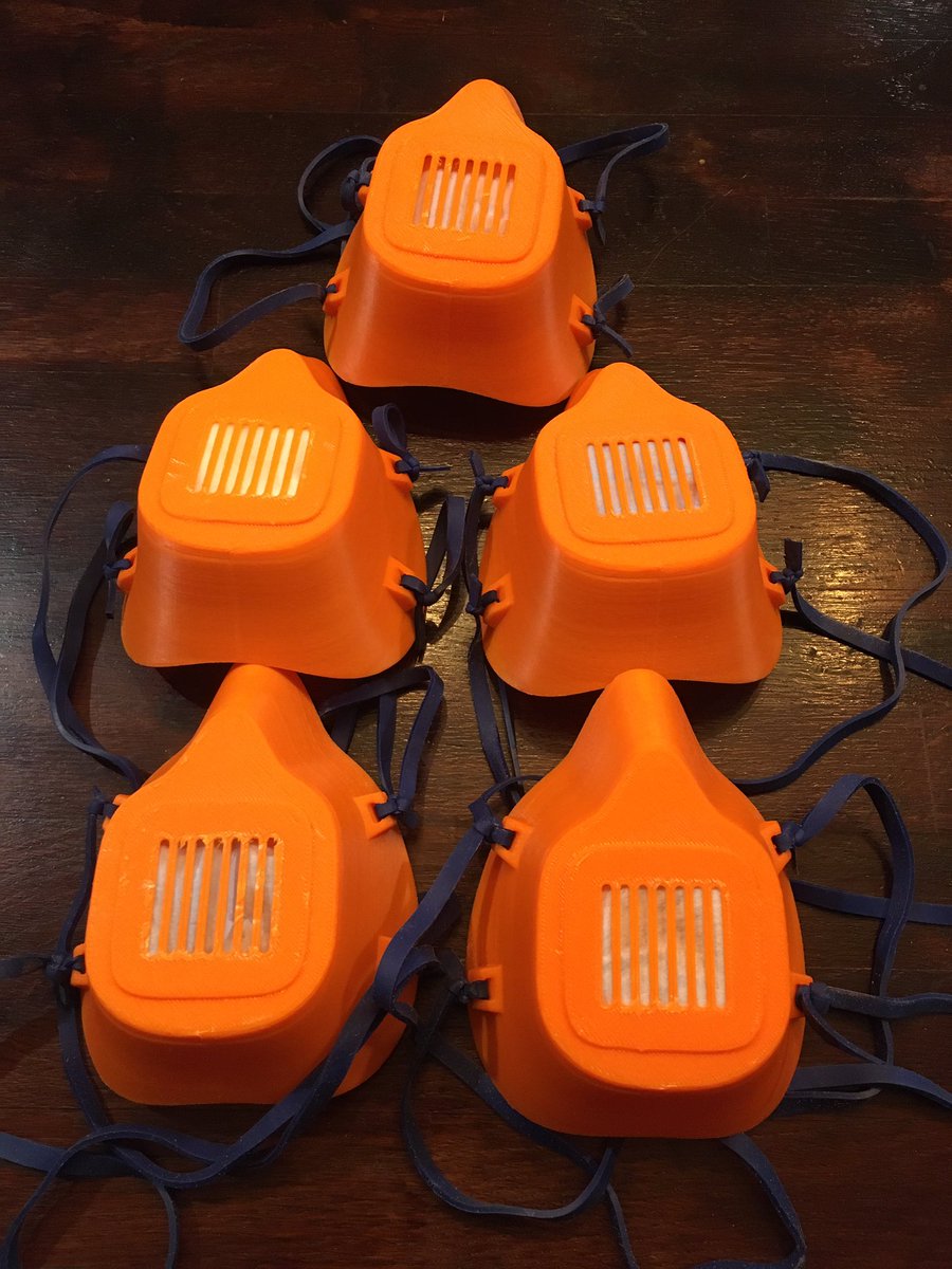 mstrcap's tweet photo. Making some headway on various medical PPE supplies for various frontline workers.  Face shields and full face masks with changeable filters.  The new 3-D printer I purchased is working hard.
#hhselectronics #FlashForge #makeadifference #staysafe #FrontLineHeroes #wearehowell https://t.co/AindSG6YLI