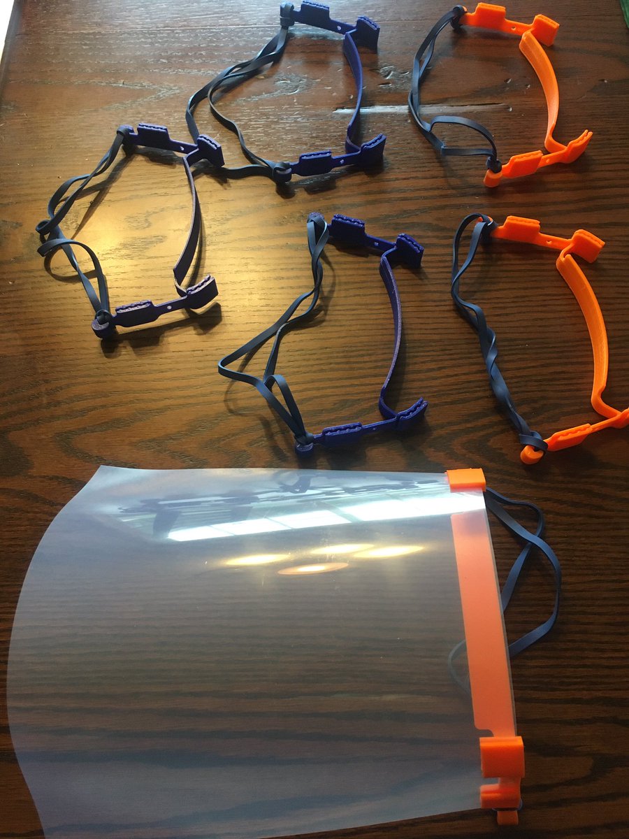 mstrcap's tweet photo. Making some headway on various medical PPE supplies for various frontline workers.  Face shields and full face masks with changeable filters.  The new 3-D printer I purchased is working hard.
#hhselectronics #FlashForge #makeadifference #staysafe #FrontLineHeroes #wearehowell https://t.co/AindSG6YLI