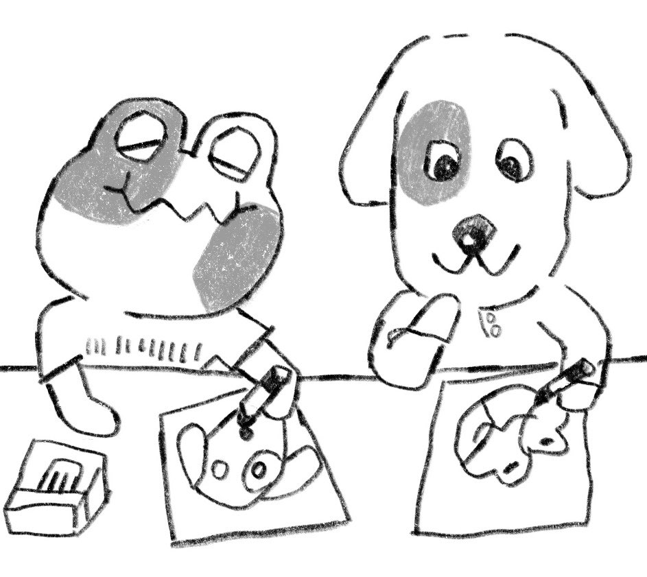 bones and jeremiah drawin each other and marina and agnes just vibing !!! #acnh 