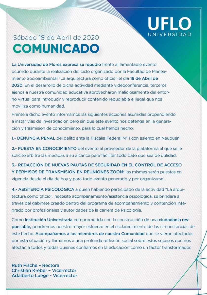 Porfaaa! NO USEN ZOOM  y difundan!