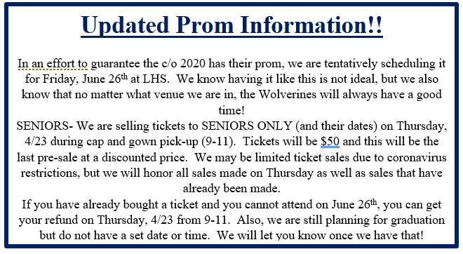See ⬇️for updated information regarding prom! 🕺💃