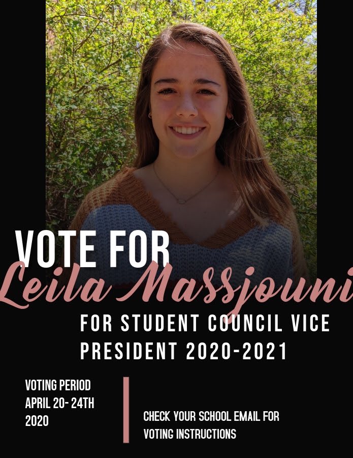 It’s time for the annual BHS Student Council officer elections! Meet Leila Massjouni, candidate for SCA Vice President!