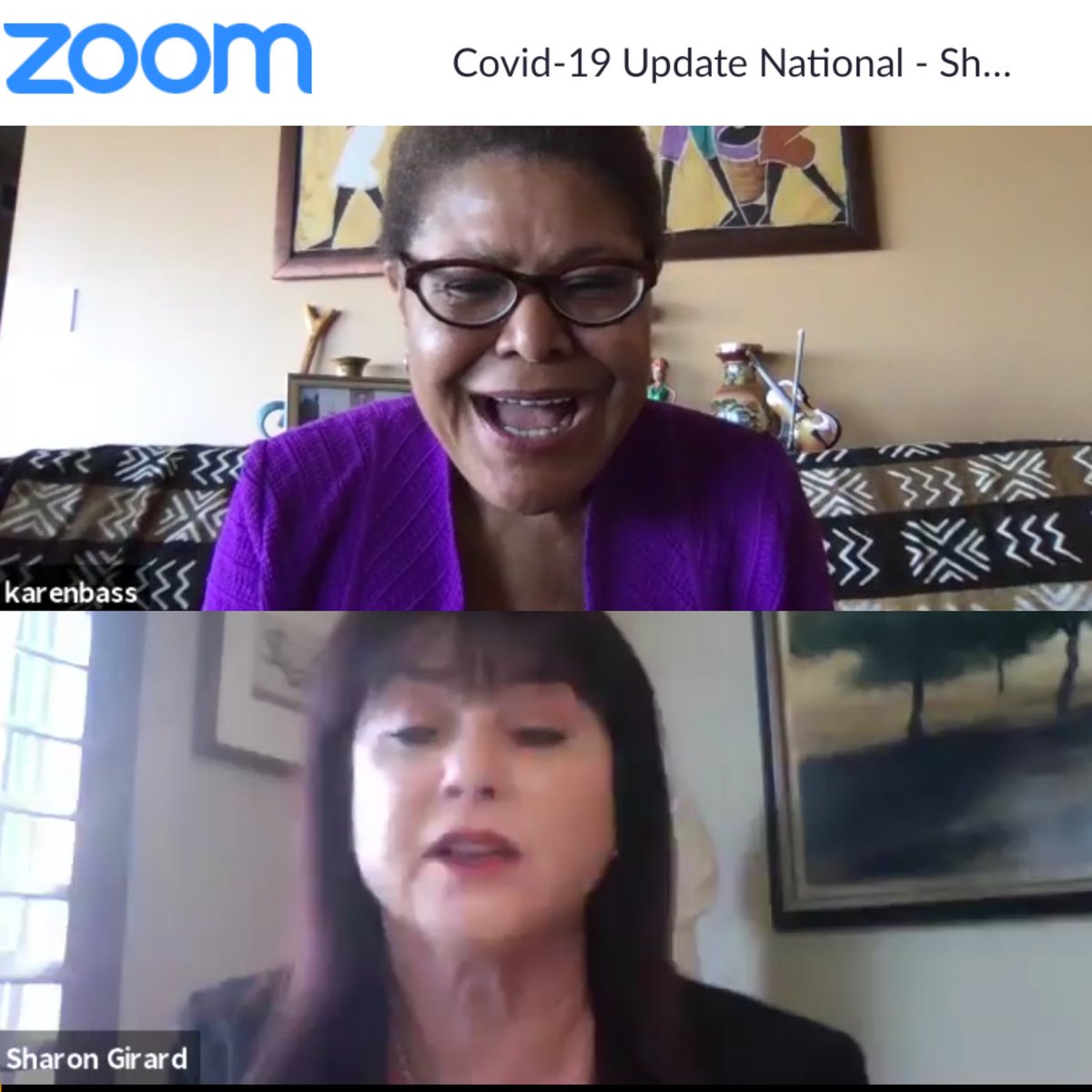 Girard4AZ's tweet photo. Thank you @RepKarenBass for giving updates at our Covid-19 Town Hall. We appreciate your hard work and your support and taking the time to visit with us in Pinal county AZ #girardforarizona #LD08 #electaPA #COVID #StayHomeSaveLifes https://t.co/3iBr9ATlrp