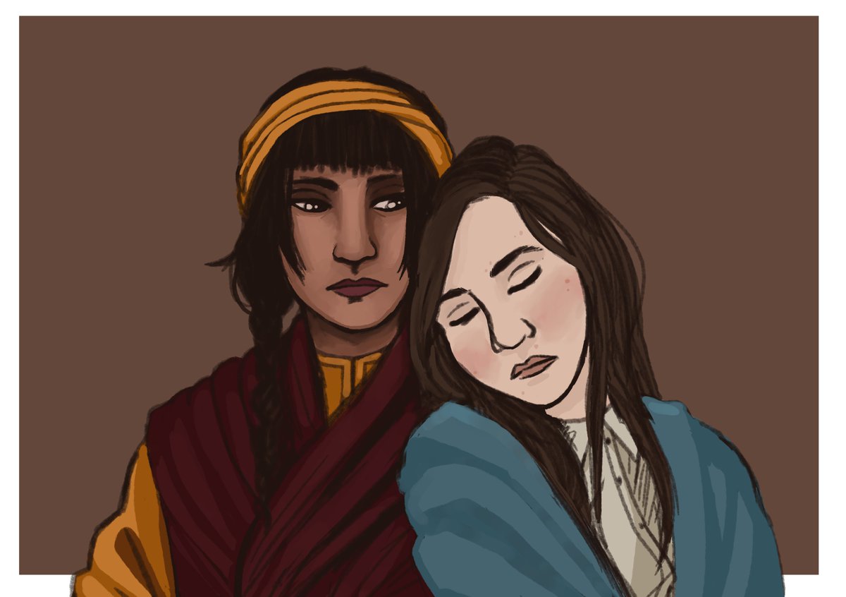quakgrass's tweet photo. a very very quick drawing of the characters drina and kate from my favourite book: plain kate by erin bow #art #sketch #illustration #plainkate https://t.co/qNUa74Ch6F