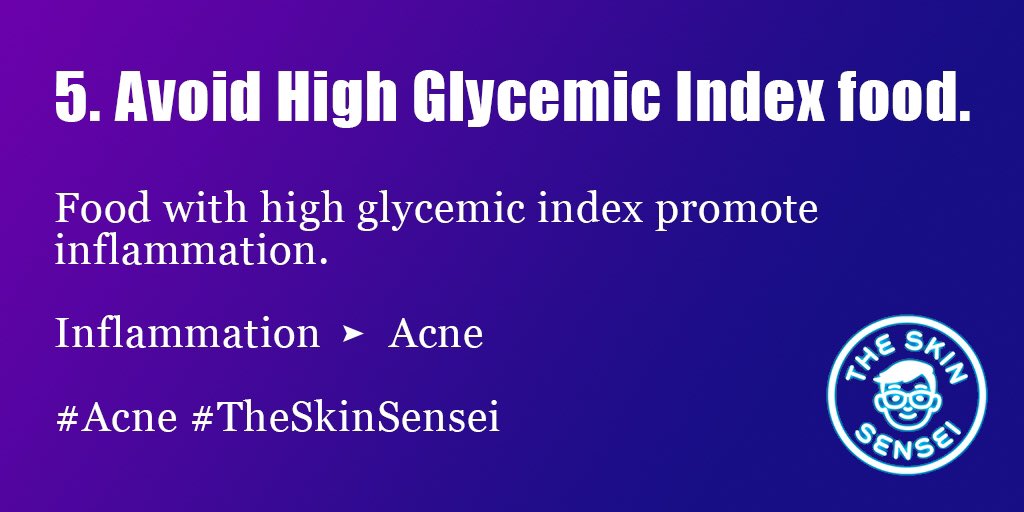Check out the link below for a full explanation of glycemic index and the list of food to avoid if you have acne. EAT LESS of the ff:popcornpotatoeswhite ricepineapplewatermelonwhite bread  https://www.diabetes.org/glycemic-index-and-diabetes