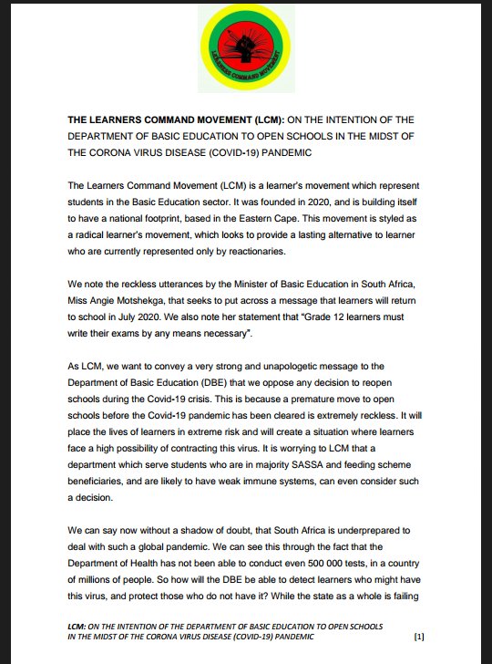 CommandMovement's tweet photo. Statement Released on Re-opening Schools #FightersAttack!! https://t.co/a2lISCq56T