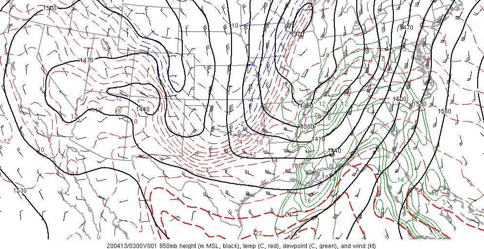 What was happening at the 850mb level at 03z? The extremely strong low-level jet axis was directly over NE AL, N GA, and SE TN. This low-level jet axis is a focal point for much of the tornado/wind severe weather threat as it maximizes low-level shear and SRH.