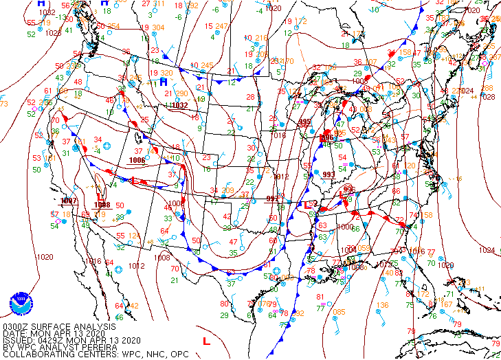 Looking over the data from last Sunday's tornado outbreak, it's another good reminder that it's often helpful to stand back and look at the base data. Derived parameters and indices are great, but they're just a reflection of base data. Take a look at the 03z surface analysis ->