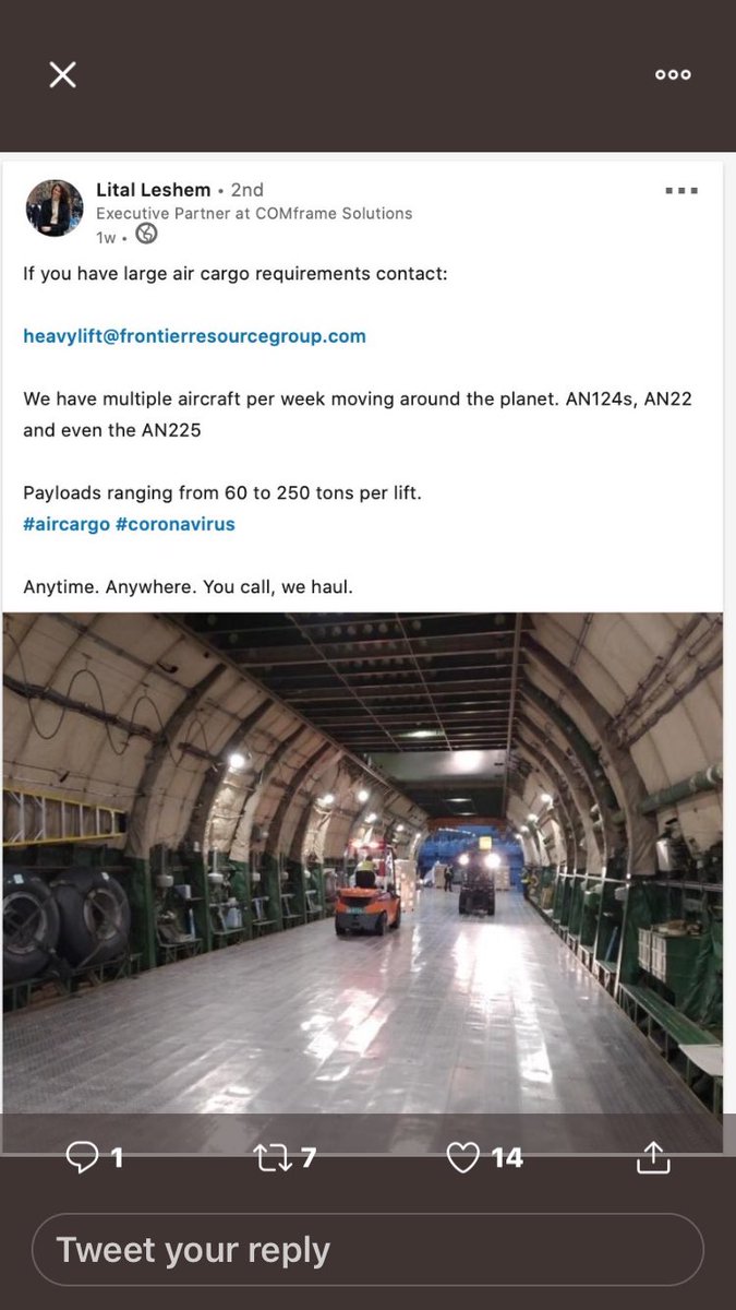 Lo & behold he has a cargo shipping company too...and an LLC & he and a head of FEMA have been tweeting about their giant planes & cargo. Then I saw 2 fascinating tweets by  @RYP__ &  @WendySiegelman