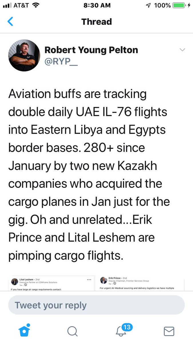 Lo & behold he has a cargo shipping company too...and an LLC & he and a head of FEMA have been tweeting about their giant planes & cargo. Then I saw 2 fascinating tweets by  @RYP__ &  @WendySiegelman