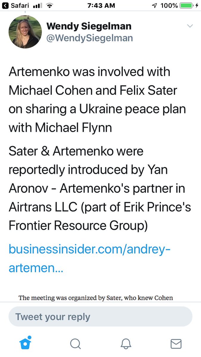 You see Eric Prince’s company FSG owns Airtrans LLC. Better yet his partners are Yan Aronov & Andy Kuchma. You know Kuchma better as Andry Artemenko... Ukrainian guy interviewed by Giuliani on OAN... he was involved with Cohen, Sater, Flynn, Giuliani, Trump