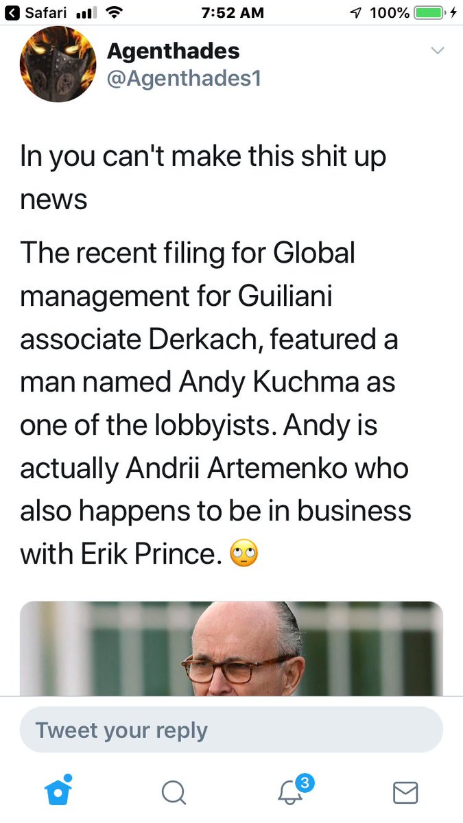 You see Eric Prince’s company FSG owns Airtrans LLC. Better yet his partners are Yan Aronov & Andy Kuchma. You know Kuchma better as Andry Artemenko... Ukrainian guy interviewed by Giuliani on OAN... he was involved with Cohen, Sater, Flynn, Giuliani, Trump