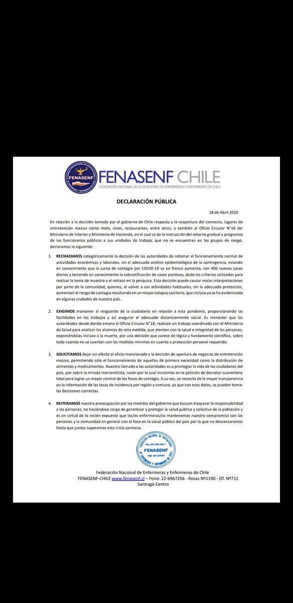 ASENFCONCEPCION's tweet photo. No podemos pretender "normalidad" cuando esperamos que el número de contagios aumente en las próximas semanas.... https://t.co/QKp5JIYk8S