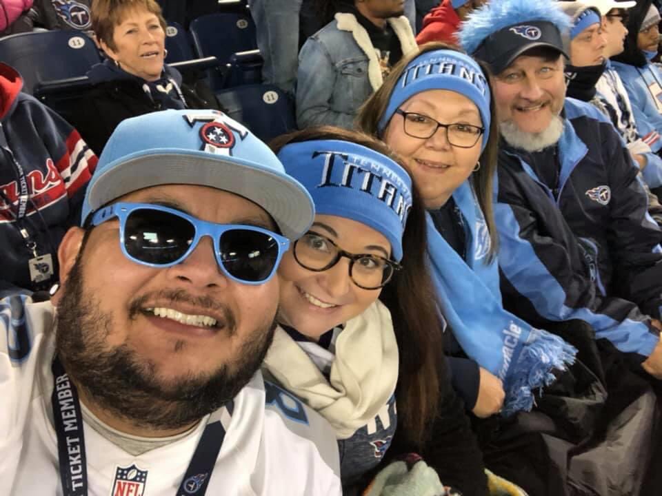 DaSlowest1's tweet photo. Me and my rowdy friends at last year’s home stomping of the Jags #TitanUp #Titans #Section126 https://t.co/j1UY6EYGk3