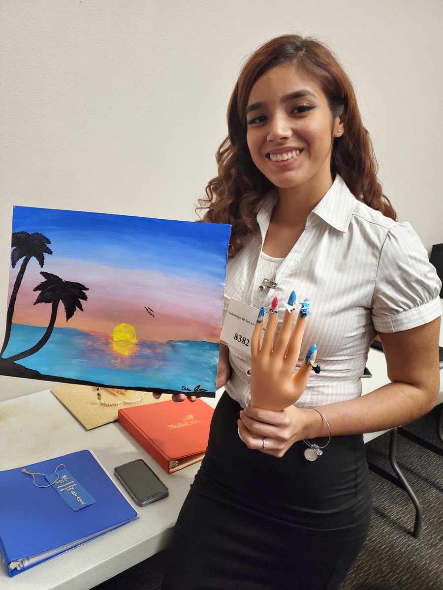 Junior Dulce Gutierrez was state qualified for her ocean themed 3D Nail Art project 🥇 #proudteacher #sehsthebest #mychoiceSEISD #soarwithpride #CTEWorks #cosmetology