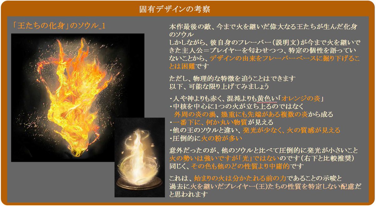 髭熊猫 ひげぱんだ ゲーム配信 考察 怪談 最後に 不思議に思っていた 火継ぎ装備 と 王たちの化身のビジュアルの違い に着目してみます わざわざ装備のフレーバーでも 異形 抜け殻 と記載していることからも 元来の姿との差異に意味があるもの