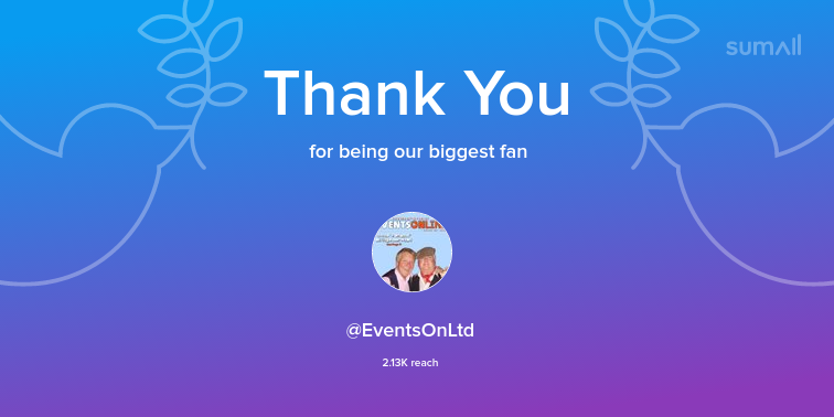 Our biggest fans this week: EventsOnLtd. Thank you! via sumall.com/thankyou?utm_s…