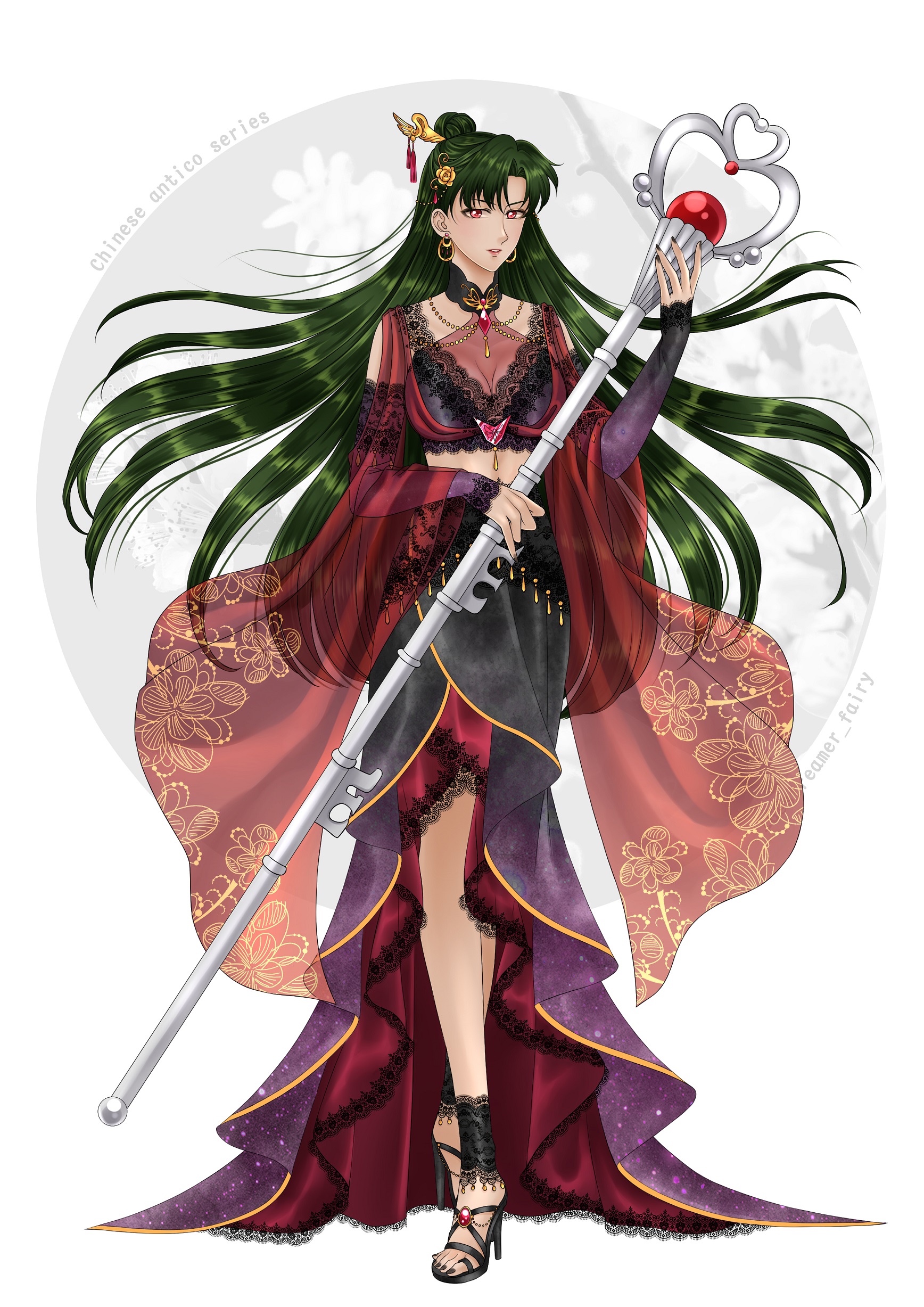 Streamer Fairy Art New Sailormooncosplay Sailormoonchineseanticoseries Chineseantico 古風 古裝 同人 Sailormoonfanart Fanart Antico Pluto Sailorpluto Setsunameiou 海王星 冥王せつな Clothesdesign 水手冥王星 Streamerfairy
