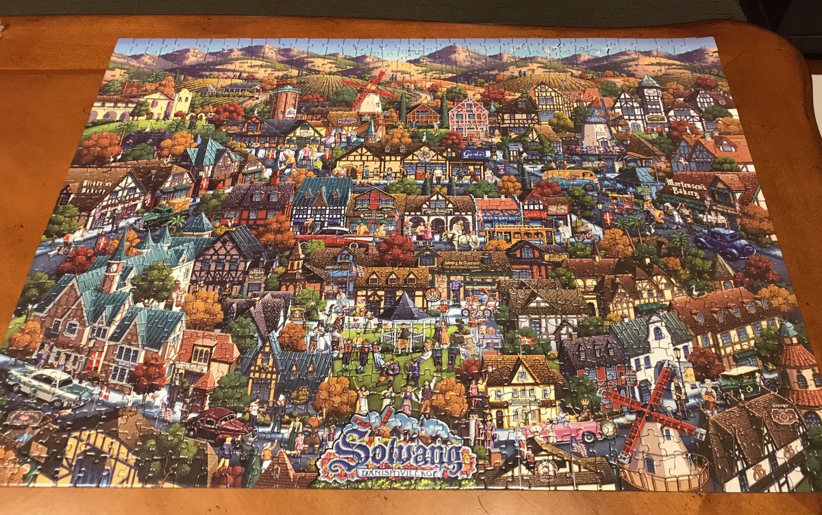 HipCheckChick's tweet photo. Not sure at this point if I’m entertaining myself or punishing myself making puzzles of my favorite places (that I can’t go to). My latest...
Solvang in 1,000 pieces. https://t.co/6kyk7wTYtq