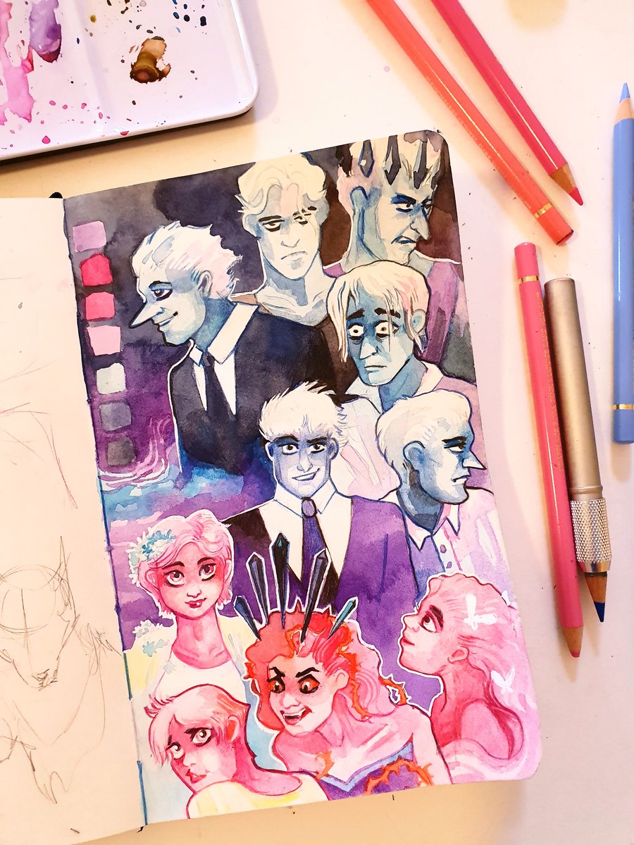 Paperanddust1's tweet photo. Latest chapter of #loreolympus was sooo gooodd. I've been doing watercolours to shake the weekly itch. Credit to @used_bandaid for her excellent series.

#Loreolympusfanart https://t.co/vqpBAf7yAv