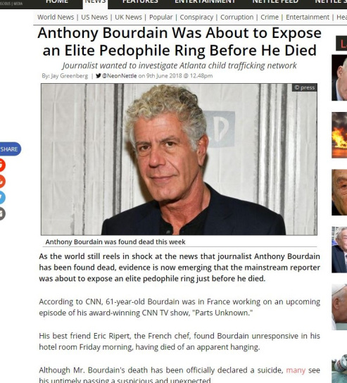 La razón del odio de Bourdain hacia Weinstein se debía a que su pareja sentimental había sido víctima de sus abusos cuando era adolecente. La prensa mundial dijo que la muerte de Bourdain fue un inesperado suicidio.