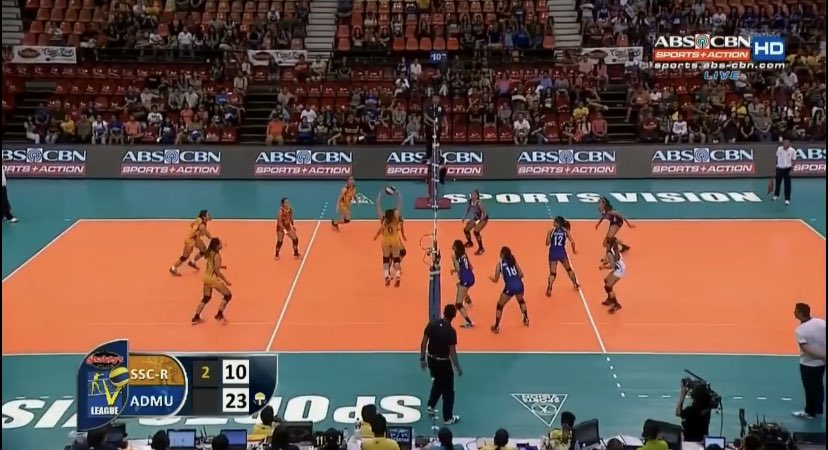 VolleyPilipinas's tweet photo. 10-23 ➡️ 17-23 ➡️ 25-23 😳

Throwback to this 15-0 RUN by San Sebastian against Ateneo Lady Eagles in the Shakeys V-League. MALALA!!!

Soltones (@ladybeast05) ended the set, and the game with a service ace! Ateneo had Jia, BDL, Morente, Gequillana, and Gaston. https://t.co/a2sp86eqjj