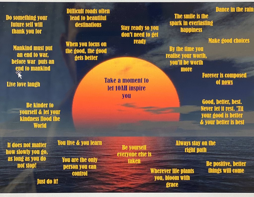JESSKS4's tweet photo. 10AH were asked in mentor time last week for quotes that inspire them or held meaning for them. 

A great little task to evoke positivity during these times. 😊👏👍🏻
#gratitude #beingwellJESS https://t.co/5WAtWqAJpV