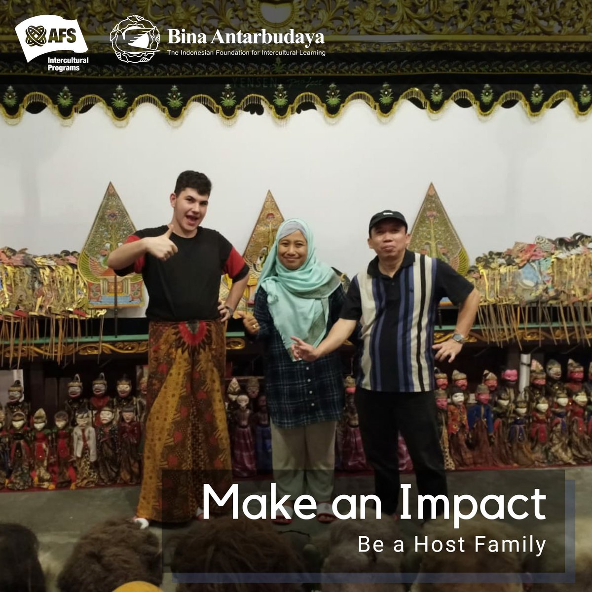 Ingin merasakan secara langsung perbedaaan budaya di dalam rumah?
Menambah anggota keluarga baru dari belahan dunia lain?
Atau membantu mewujudkan mimpi seorang siswa asing?

Jadilah Host Family dan bergabung bersama Bina Antarbudaya Surabaya!
Hub:
Kak Vindy (WA) +62 811-3529-191