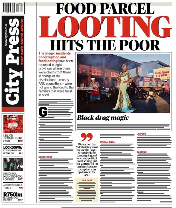 City_Press's tweet image. In @City_Press today: Government’s attempts to feed the poor during the extended lockdown are being hampered as opportunists – mainly local councillors – allegedly divert the aid to themselves and their supporters, and, in some instances, sell them on ow.ly/RFJN30qyW6e