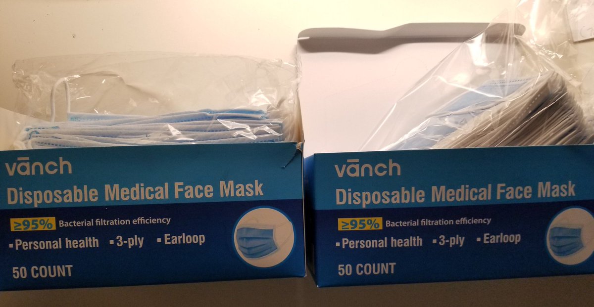 The masks. Box 1 uses plastic nose piece. Box 2, supposedly the same mask but uses twist tie. Pic 2. Primed mask: aluminum strip.Where is the quality control? Does AHS know what the bought? #ableg