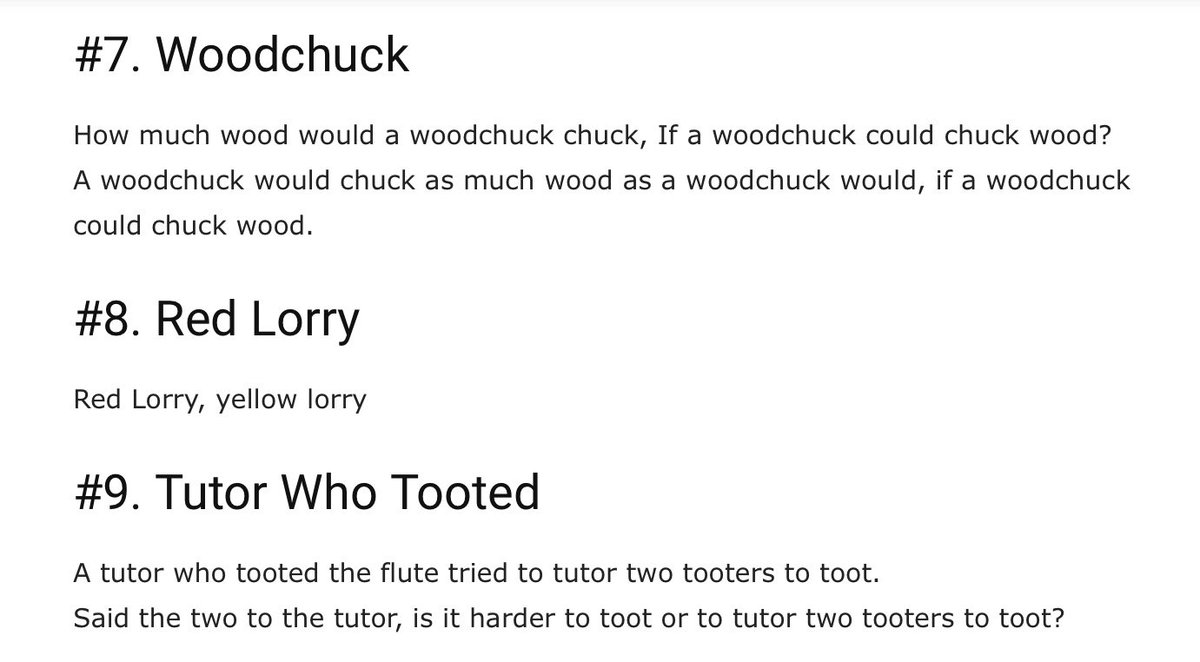 MrPengellyclifton (@pengellyclifton) on Twitter photo For the final reading challenge of the âholidaysâ (donât worry there will be more activities next week! ) why not have a go at these tongue twisters? Please let us know how you get on! <a href="/CliftonPrim/">CliftonPrimary</a> <a href="/ptaclifton/">Friends of Clifton</a> <a href="/Miss_Hitchcock/">Mrs Sercombe</a> <a href="/mrsawyer3s/">Mr Sawyer</a> @MissBeavan @MissShafiq_1 For the final reading challenge of the âholidaysâ (donât worry there will be more activities next week! ) why not have a go at these tongue twisters? Please let us know how you get on! <a href="/CliftonPrim/">CliftonPrimary</a> <a href="/ptaclifton/">Friends of Clifton</a> <a href="/Miss_Hitchcock/">Mrs Sercombe</a> <a href="/mrsawyer3s/">Mr Sawyer</a> @MissBeavan @MissShafiq_1