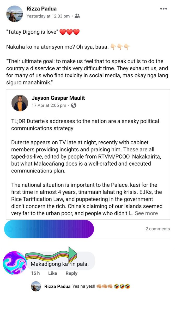 dragonfrmstream's tweet photo. So I posted something on FB then I got a comment from a _ _ _ friend. Should I tell him? 🙈🙈🙈 Huhu #RIPReadingComprehension #RIPReading periodt https://t.co/PGwEoZtg1B