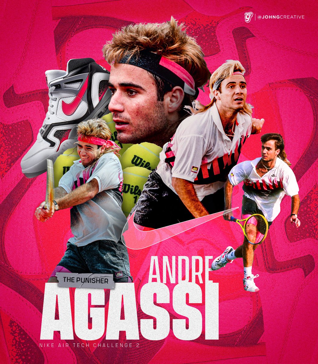 johngcreative_'s tweet photo. Andre Agassi rounds out this run of Sneaker Icons. Keep an eye out for more soon. 🌋
This disruptive Tinker Hatfield design paved the way for more creative sneakers and even had its sole used on the Air Yeezy 2.
#smsports #sportsdesign #nike #airtechchallenge2 #sneakericon https://t.co/5L9Q426Kg5