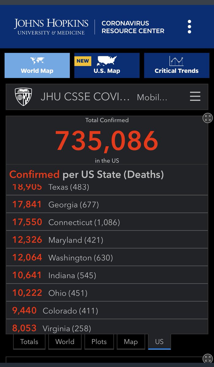 4/18/20 https://coronavirus.jhu.edu/map.html 