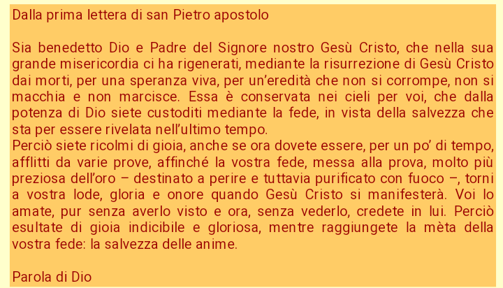 Dalla prima lettera di san pietro apostolo