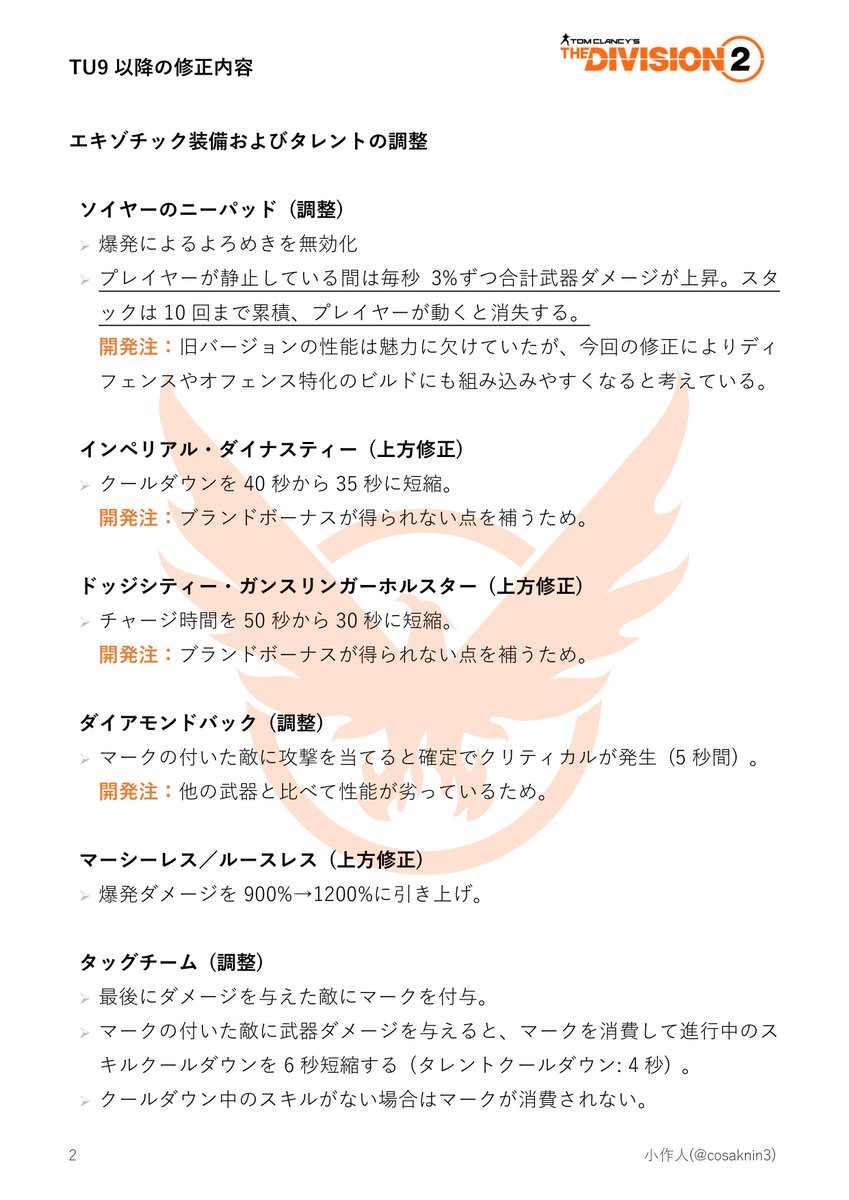 ディビジョン 2 tu9