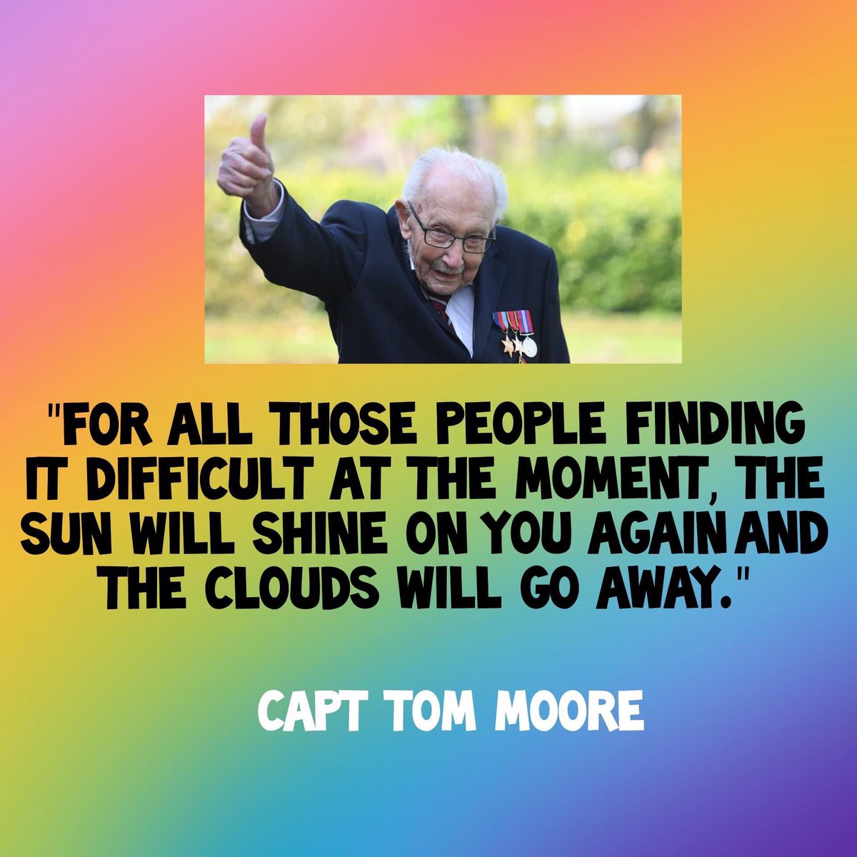 roadsafetytalks's tweet photo. This was sent to us through our Team Lauren group and it’s just too lovely not to share with everyone...  ⛅️ 🌈 ☀️ #TomorrowWillBeAGoodDay #CaptainTomMoore #StayPositive #TogetherAtHome #AllInThisTogether https://t.co/1nAJohMrTa