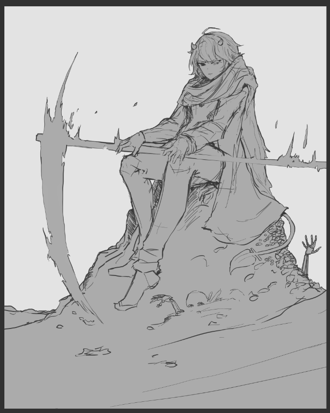 Forgot back then that I'd spend a whole session just greyscaling to get appropriate lighting; and a year later i'm just like "i only have 2 hrs of free time, lets just go straight to color, fuck it" 