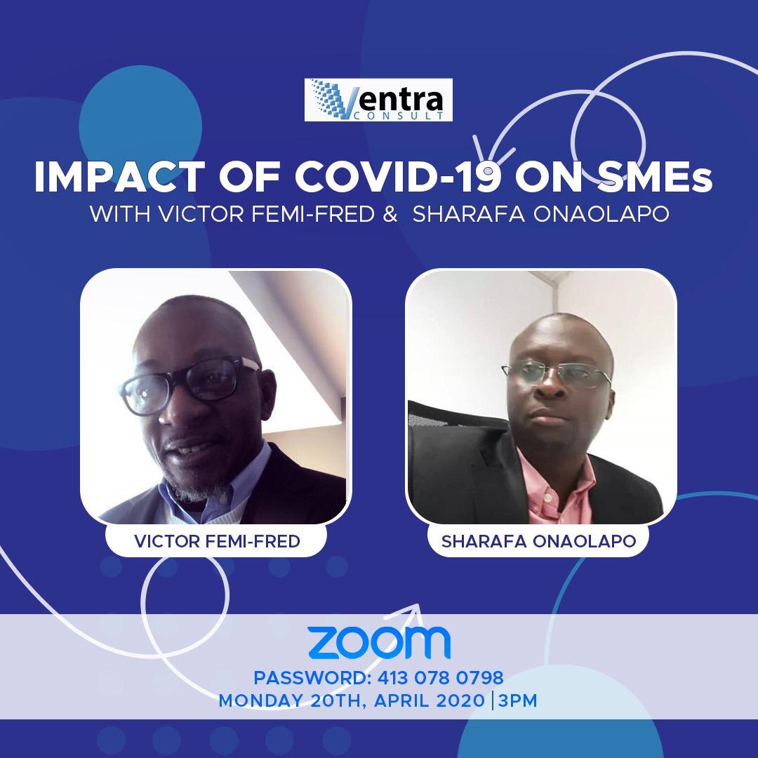 Join us for a discussion on the impact of Covid-19 on people and businesses.

To connect: 
1. Download Zoom if you don’t have the app. 

2. Open the app and join the meeting. 

3. Use the password: 4130780798

Looking forward to see you. Ventra Consult Cares. #ventraconsult