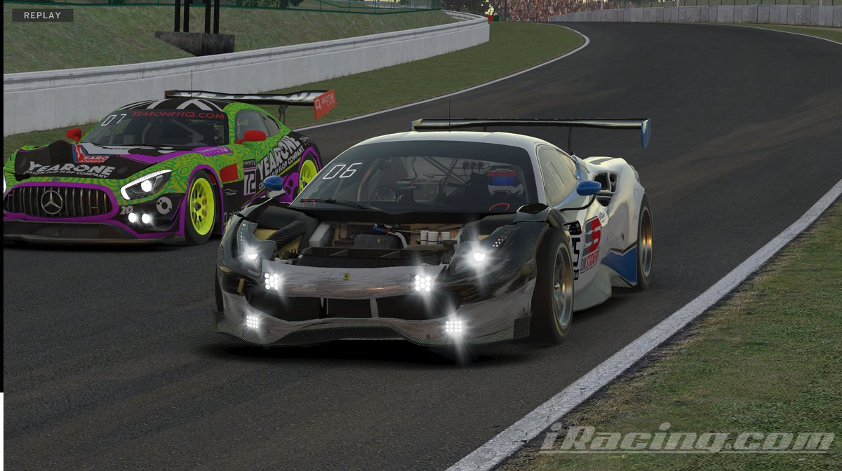 eSports_GRG's tweet photo. With an incredible effort from Matt Baker in the last stint the #SimStickers GRG Ferrari 488 GT3 was able to finish 6th in class at the @iRacing 12 Hours of Suzuka. Thanks to Beau Crenshaw and Ethan Lawrence for putting Matt in the position to bring it to the end of the race. https://t.co/YklyClMjT0